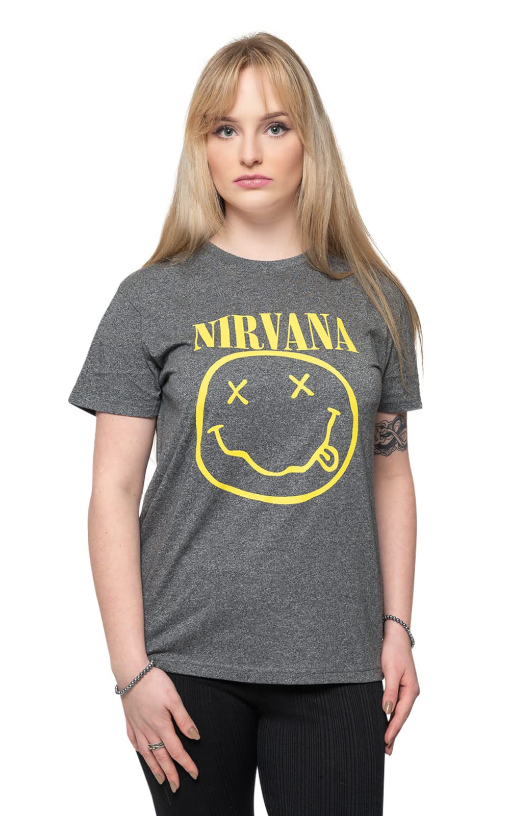 Nirvana T Shirt Yellow Smile Band Logo Official Unisex Brindle M