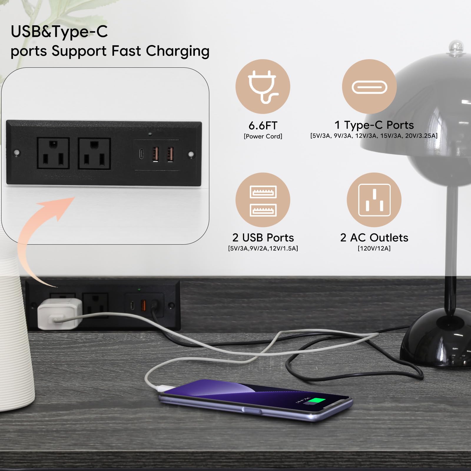 Druckerständer mit Aufbewahrungsregal, Großer Druckertisch mit Rollen für Home Office, 23 x 18 Zoll Druckerregal mit Steckdose USB-Anschluss, Computerturm-Ständer, Grau