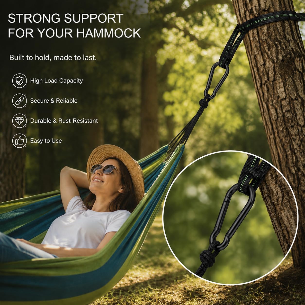 Carabiner Clips, Heavy Duty Spring Snap Hook, Quick Links Keychain Hook for Outdoor Camping, Swing Hammock, Gym image 5