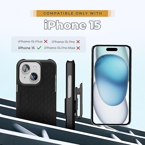 Vista 25 de MOTIVE for iPhone 15 Pro Max Case with Belt Clip, Shell Holster Combo for Apple iPhone 15 Pro Max Holster, Slim Rugged Case, Drop Shockproof