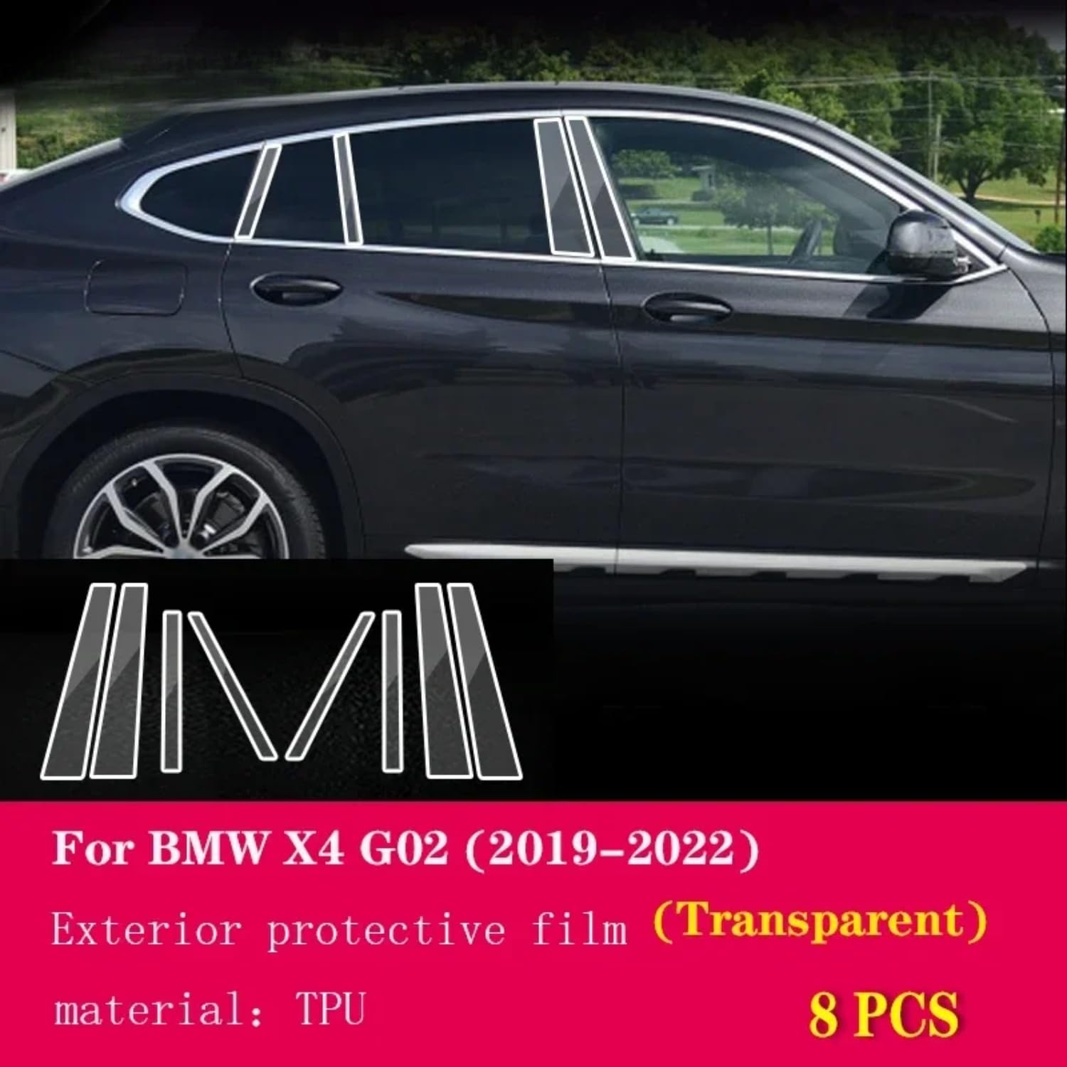 Pellicola protettiva per carrozzeria auto, in poliuretano termoplastico, resistente ai graffi, per BMW G02 X4 2019-2023 (A trasparente)