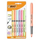 BIC Highlighter Grip Pastel, Highlighter Pens with Adjustable Chisel Tip, Rubber Grip for Extra Comfort, Assorted Colours, Pack of 6 – view 1