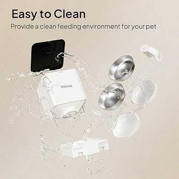 Voluas Automatic Cat Feeder for Two Cats, Double Pet Feeder with 2 Stainless Steel Bowls,6L Timed Cat Feeders with Memory Function