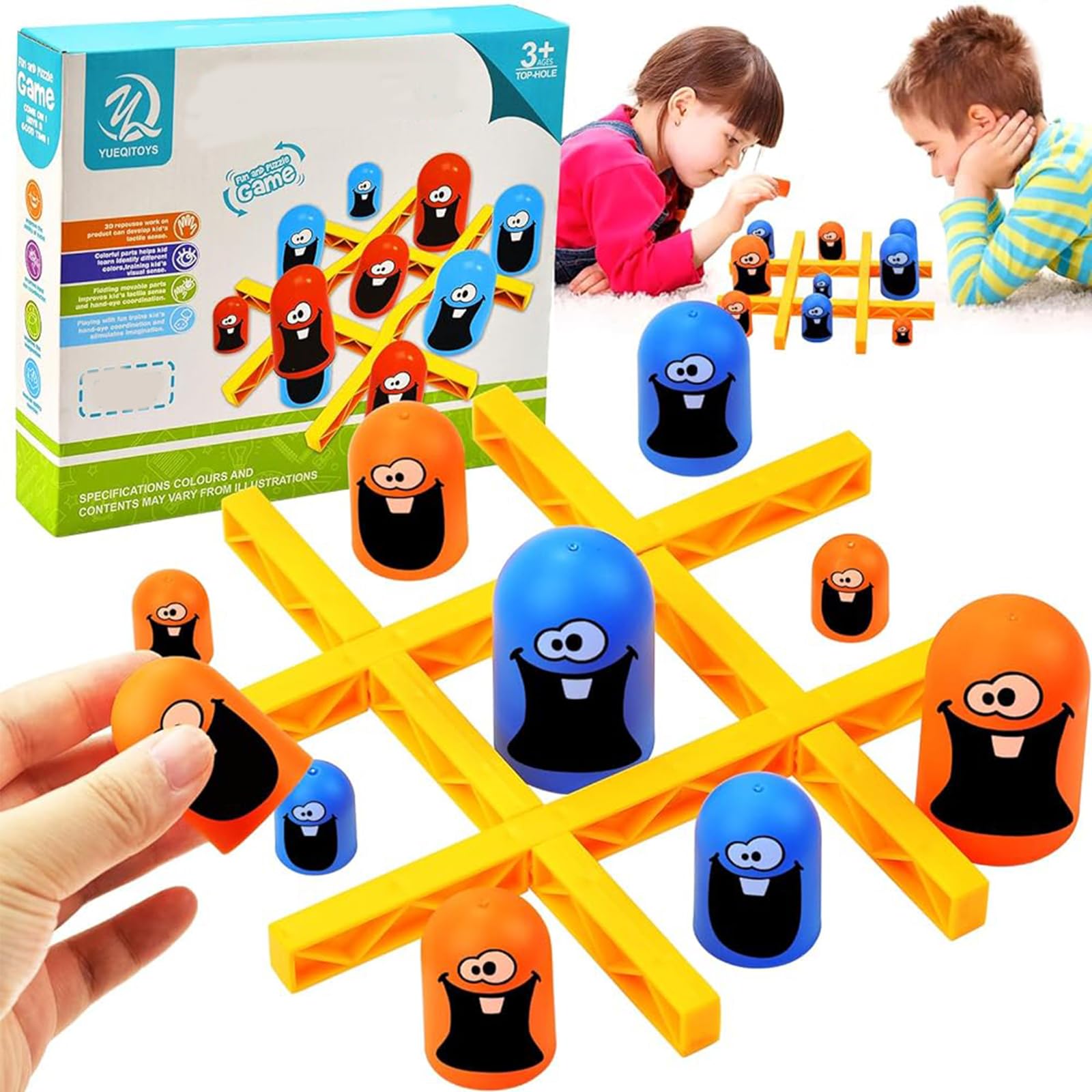 Big Eat Small Tic Tac Toe Game, 2 Players Blue Red Gobblers Board Game for Kids Adults, Parent-Child Interactive Game, Indoor Family Games for Christmas House Party