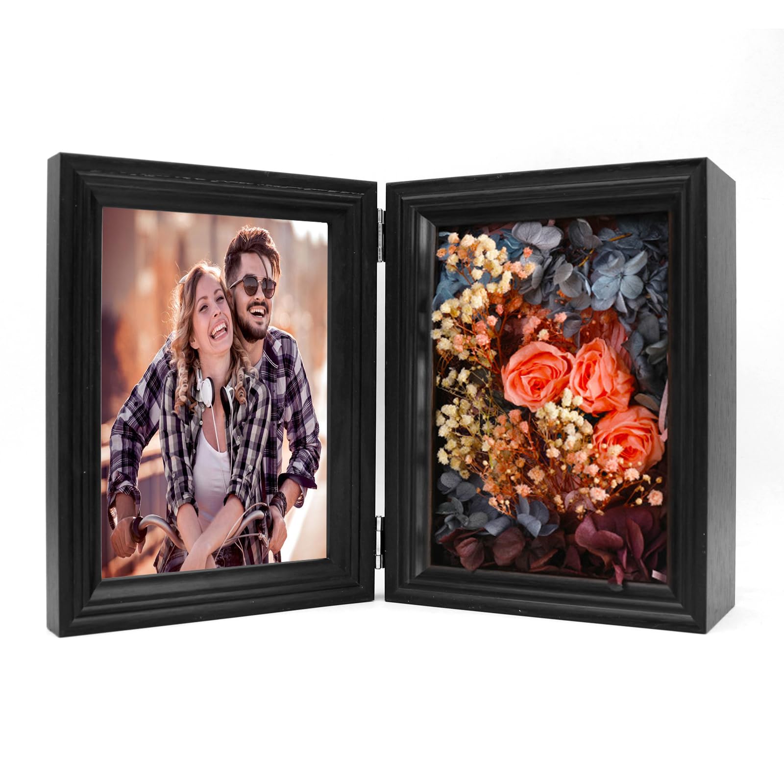 Marco de fotos con doble bisagra de madera para regalar recuerdos memorables