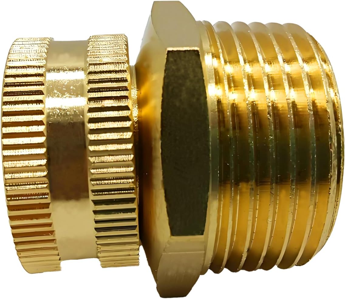 Brass 3/4" GHT Female x 1" NPT Male Thread Swivel Pipe Fitting Garden Hose Threaded to Pipe Threaded Adapter(Pack of to 2)