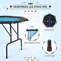 Vista 6 de ECOTOUGE Mesa de póquer plegable para 8 jugadores, mesa octogonal Texas Hold'em con soporte para tazas de acero inoxidable, mesa de juego de póquer