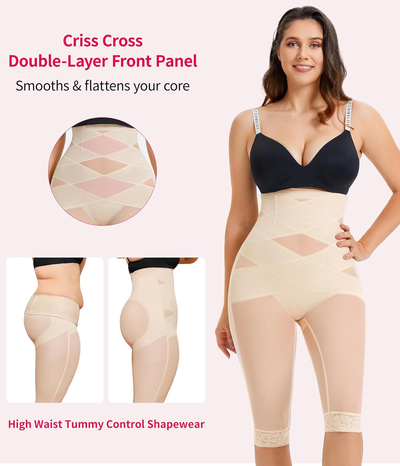 Gotoly Shapewear Tummy Control High Waisted Butt Lifting Shapewear Body Shaper Capri Shapewear Shorts Thigh Slimmer - Image 2