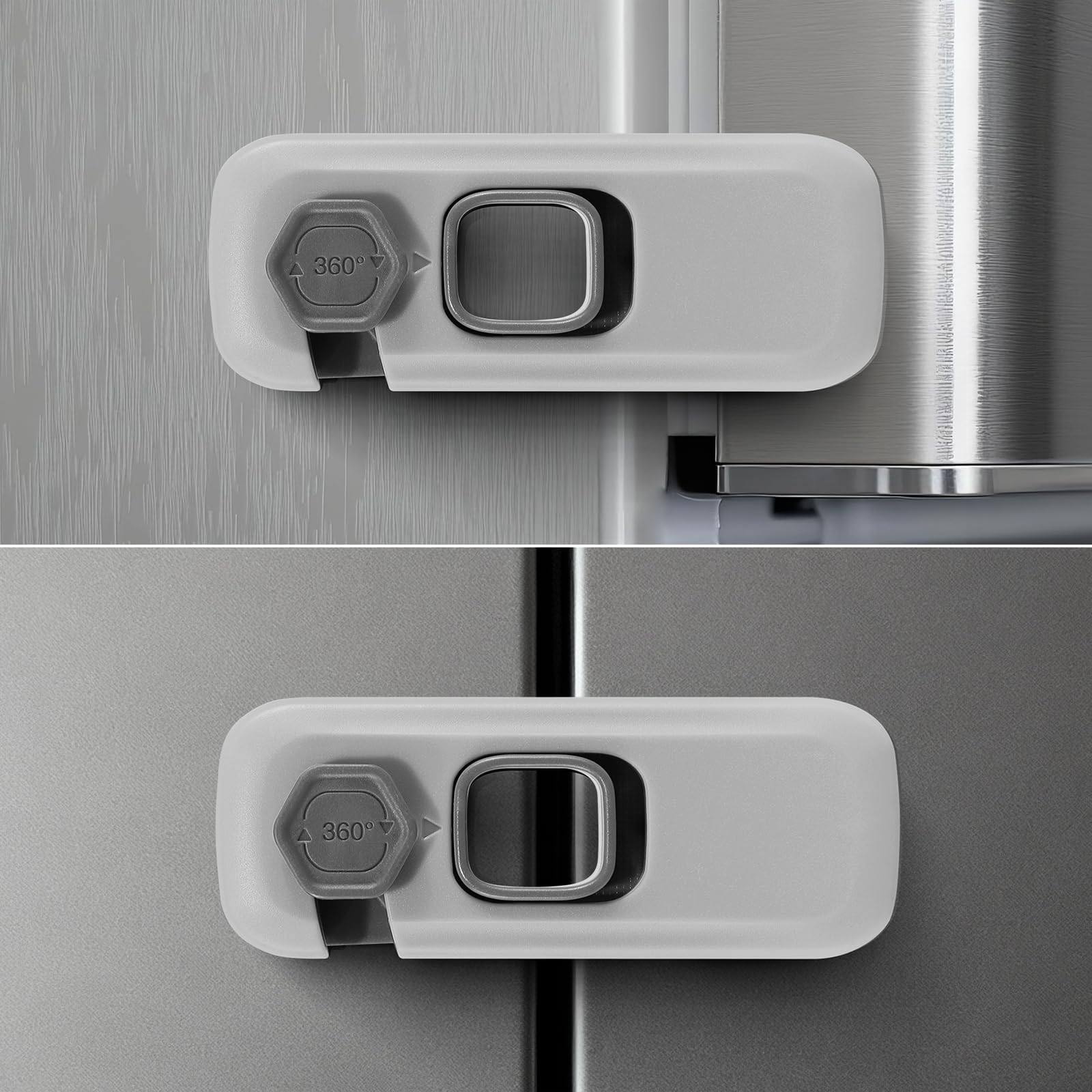 Cerradura de refrigerador a prueba de niños para padres/dueños de mascotas, paquete de 2 cerraduras de seguridad para bebés para niños, pestillo de congelador para mantener la puerta cerrada para