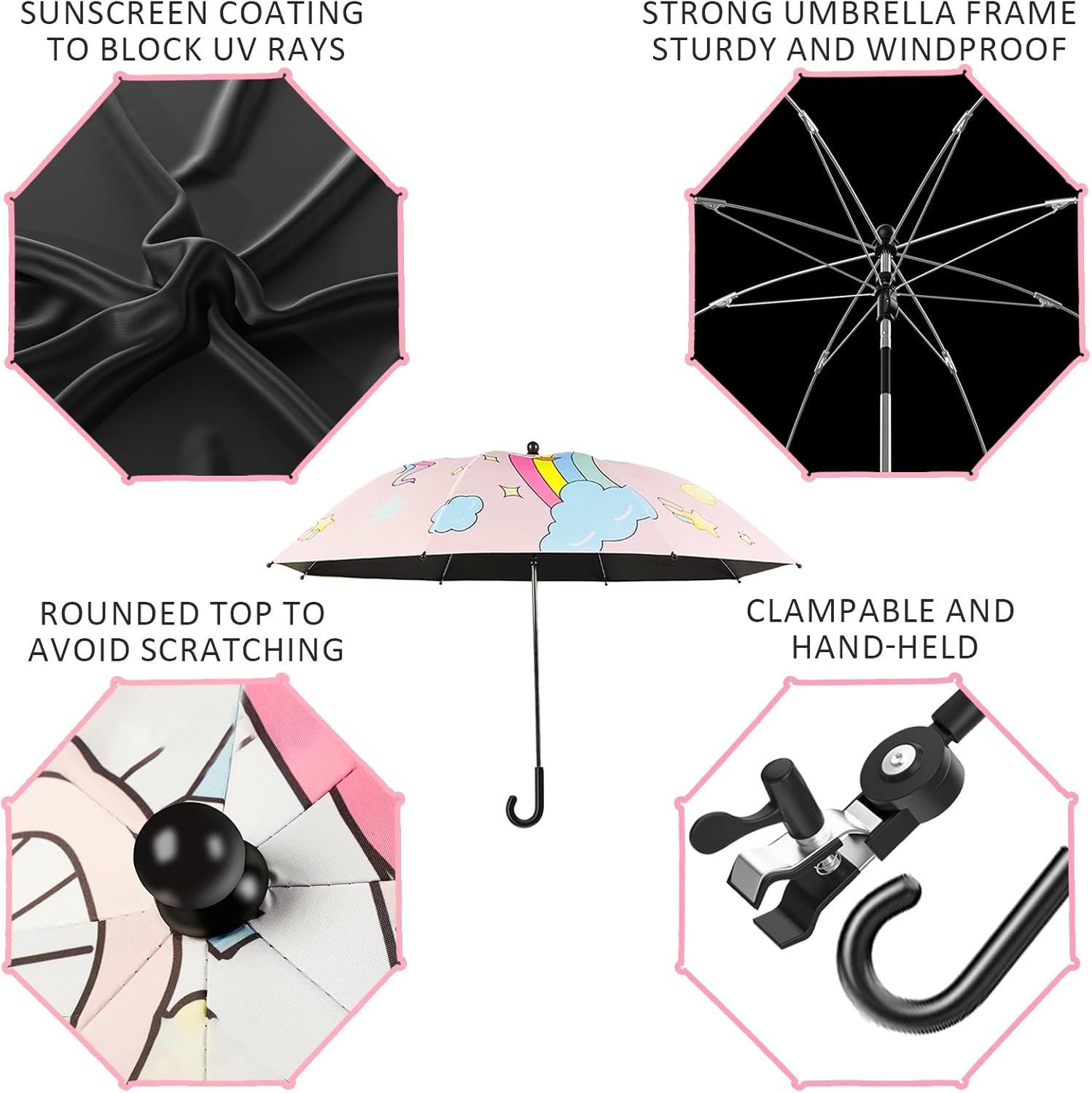 2 Pack Kids Camping Chair - Kids Beach Chair with Umbrella - Foldable Storage Cup Holder Durable, wear-Resistant, Non-Slip, Lightweight Design for Beach, Patio, Outdoors, Lawn (Pink+Blue)