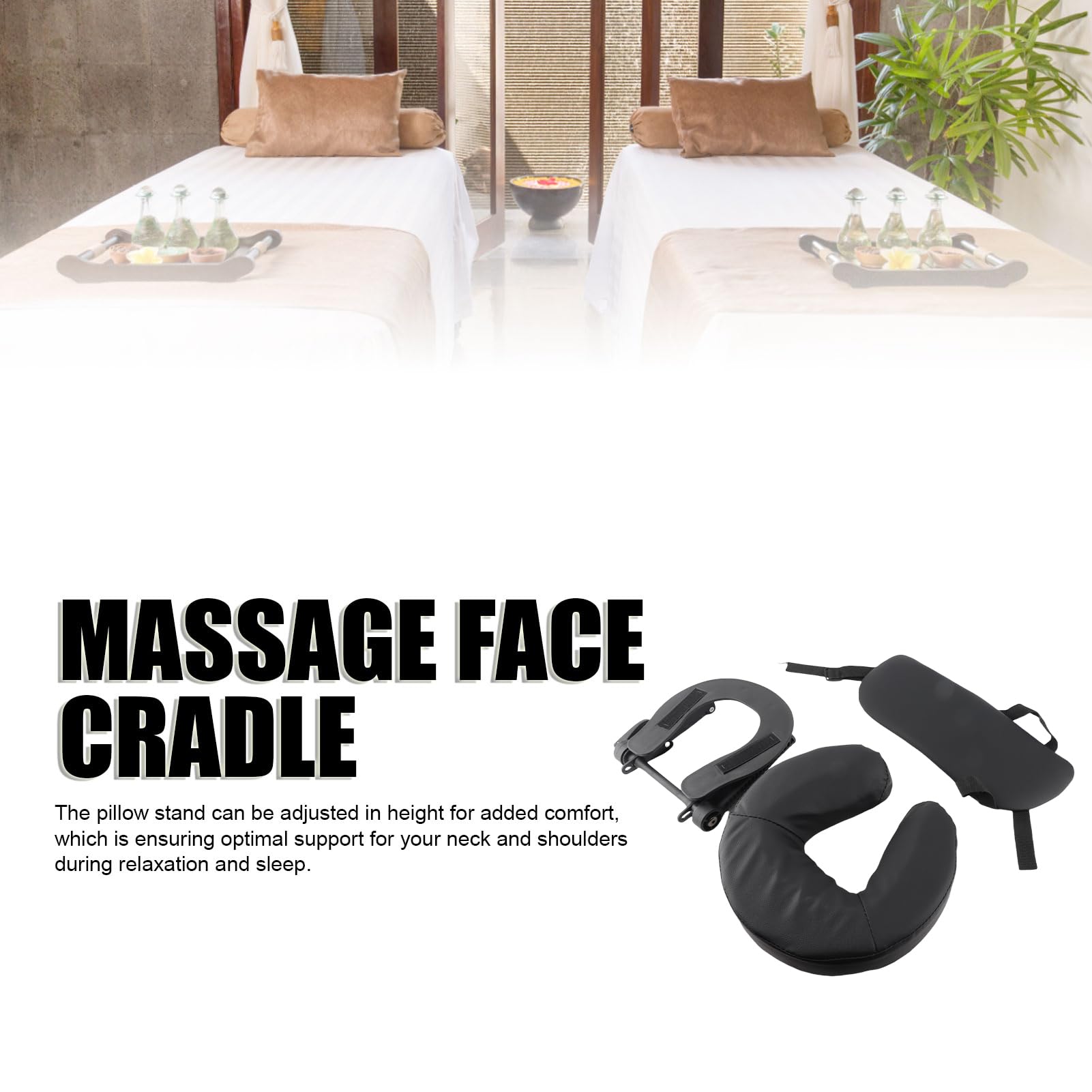Gesicht nach unten Kissen, Massage Kopfstütze für Bett Beauty Bett Kopfstütze Cradle U Form Verstellbares Klappmassage Tisch Gesicht Cradle Kissen für Schönheitssalon Schwarz
