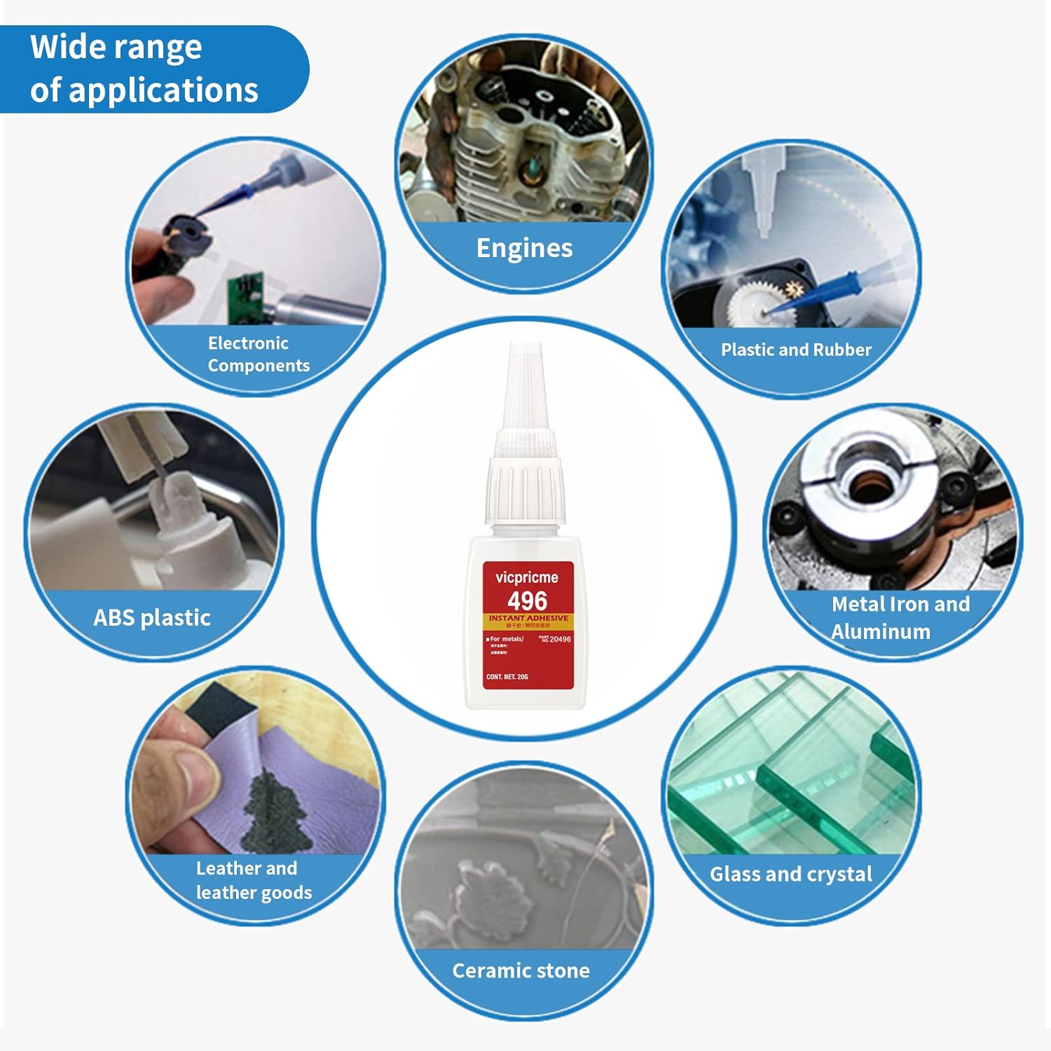Metal Glue, 20g Super Strong Industrial Grade Cyanoacrylic Glue, Maximum Adhesion to Metal, Plastic, Rubber, Leather, Glass, Ceramics, Shoes, Fabric Clear Instant Glue (30)