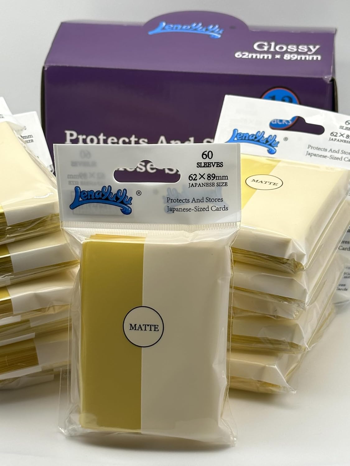 1 Box of 720 Counts -12packs Yellow Color Front Glossy Japanese Small Card Sleeves 62mmx89mm Card Sleeves, Toploading fits for Japanese Trading Card Perfect Size