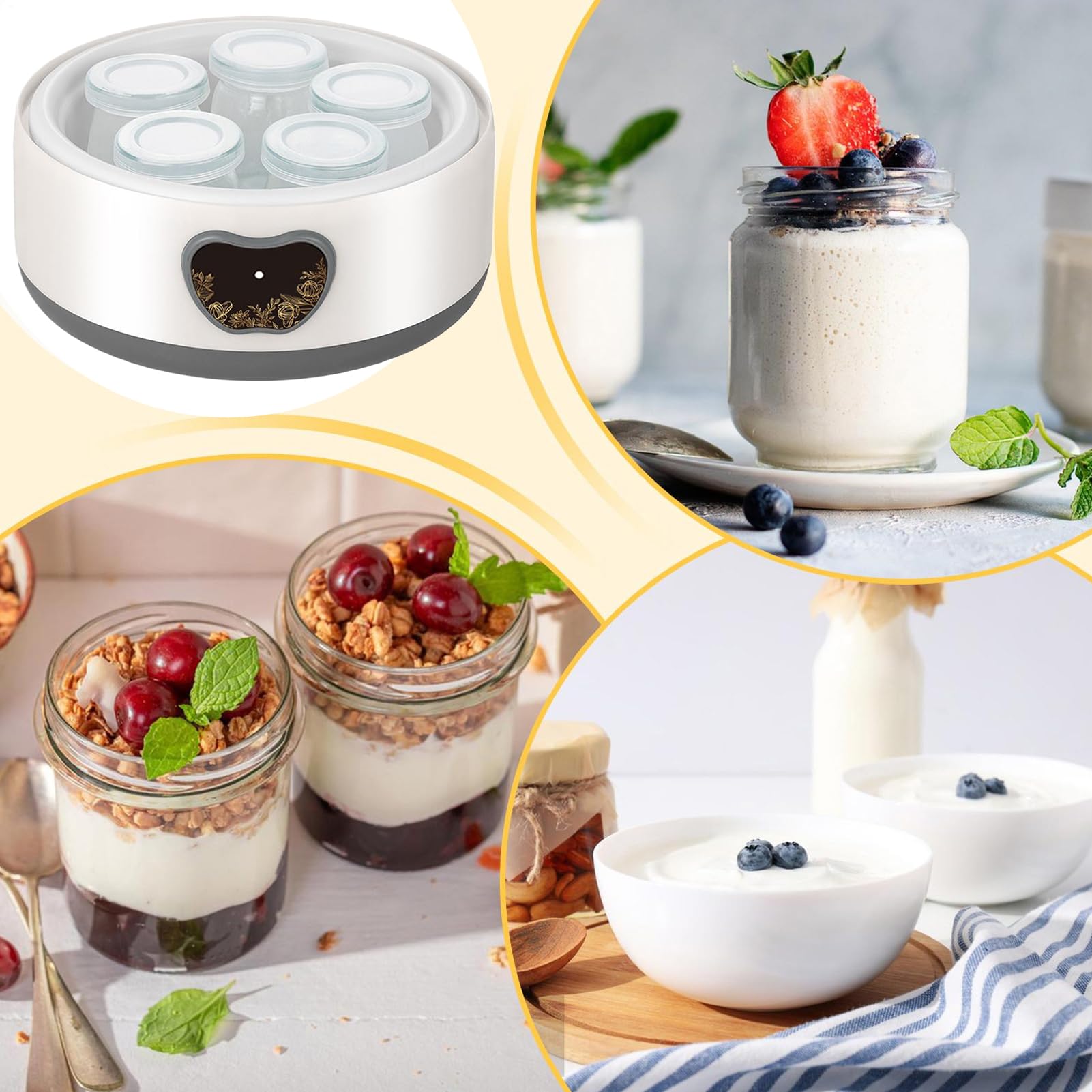 Joghurtmaschine Smart Home Küche Käse Wein | Automatischer Joghurtbereiter für die Küche zu Hause, Frühstück, Snack, gesunde Ernährung, , Diätmanagement,