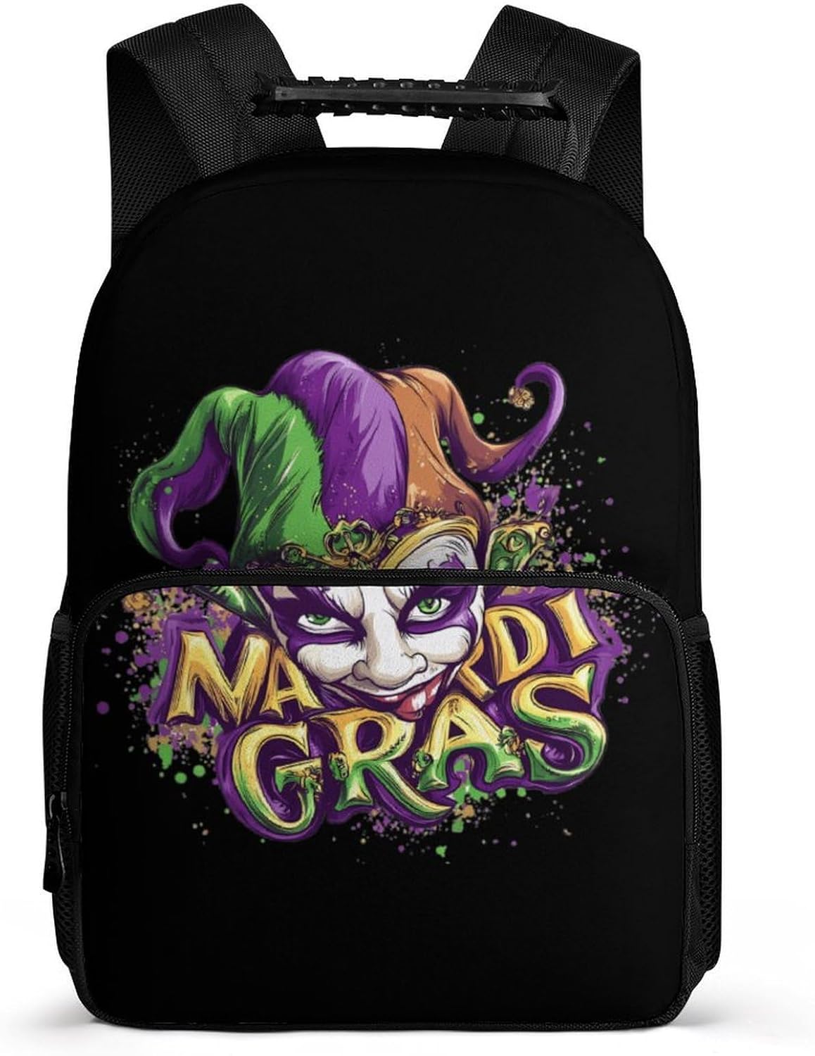 Mardi And Gras Jester Mask Travel Backpack 16 Inch Casual Daypack Shoulder Bag with Adjustable Shoulder Straps
