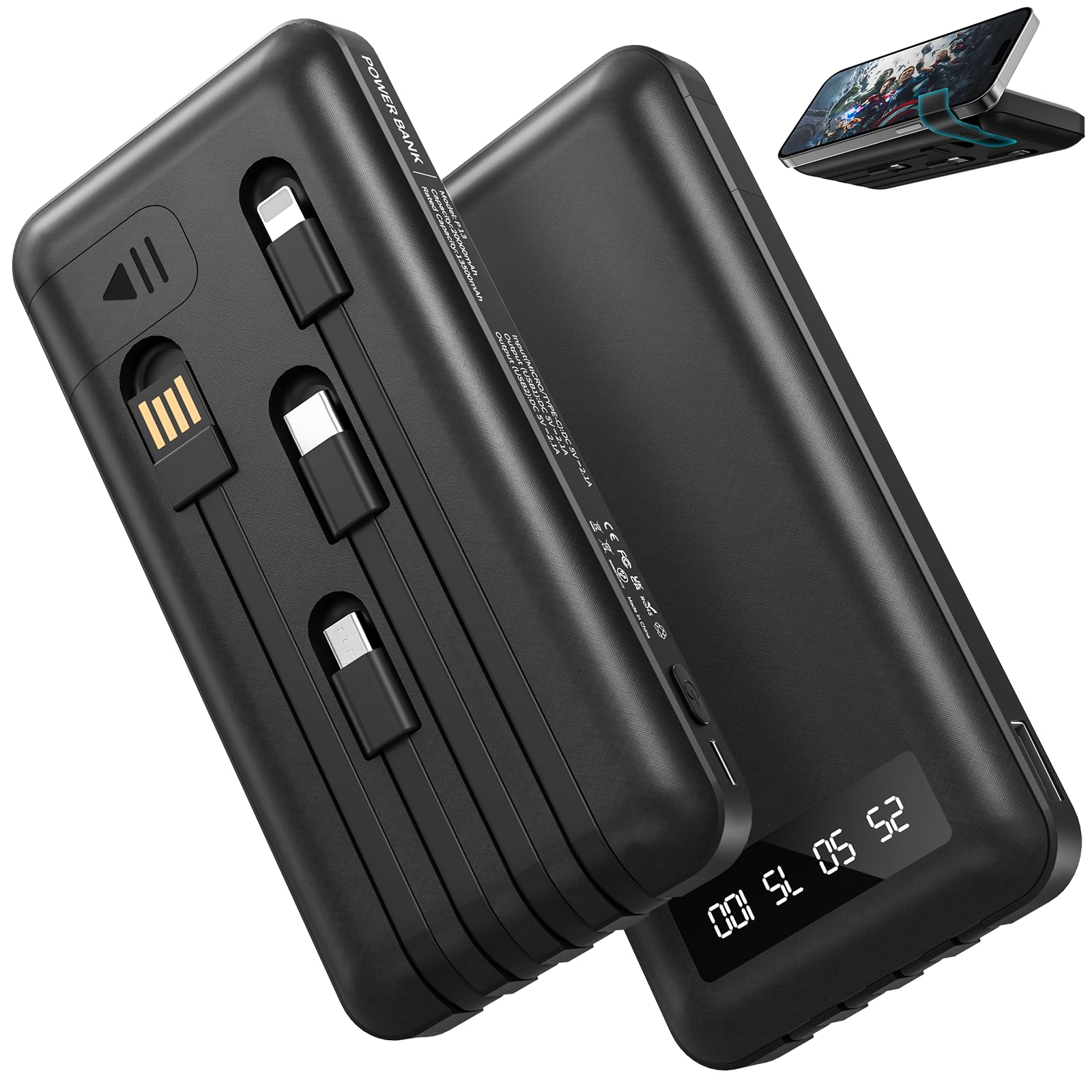 Portable Charger Power Bank with 4 Built in Cables 38800mAh 22 5W External Battery Pack Fast Charging