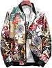 LifeHe Men’s Printed Slim Fit Lightweight Bomber Jacket Coat