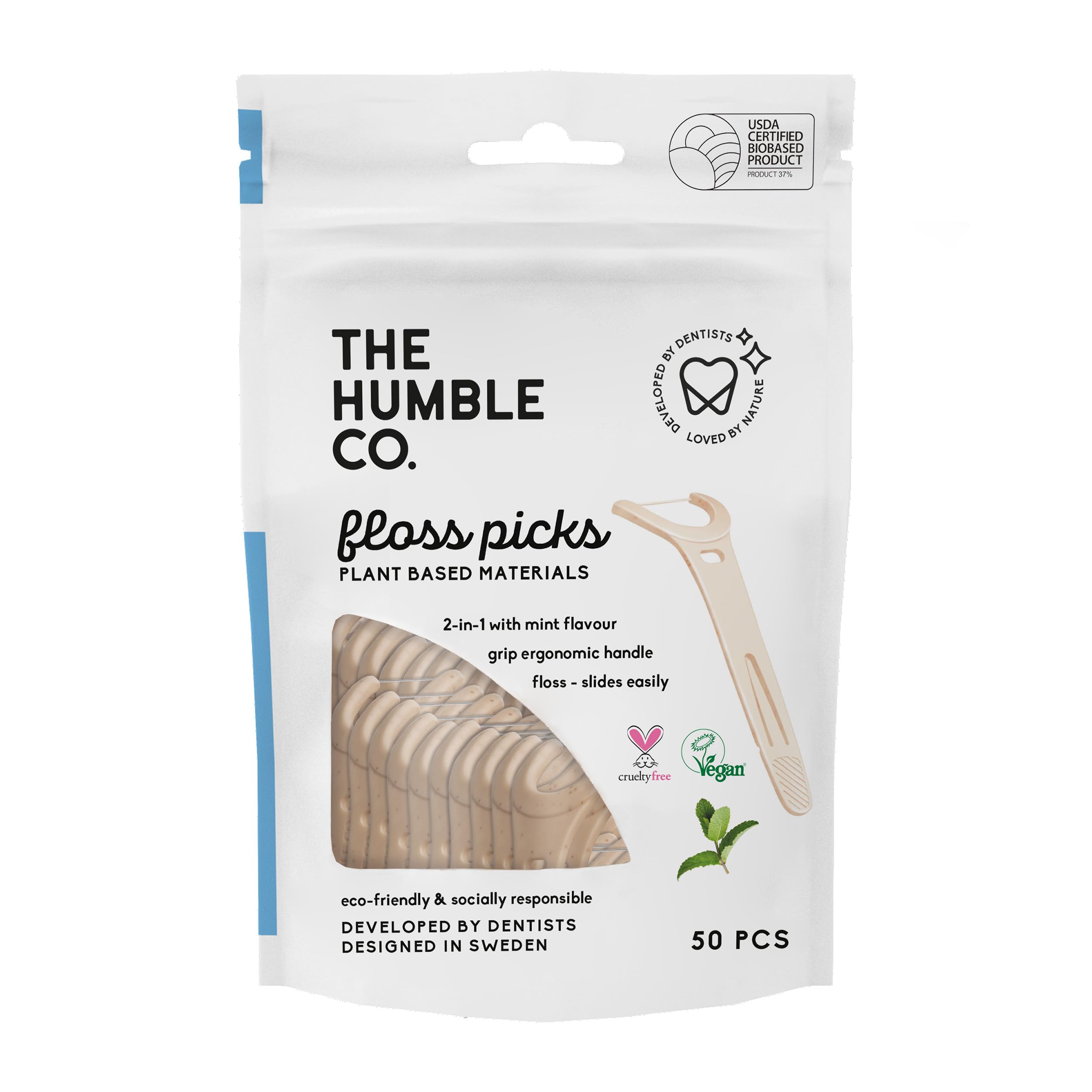 The Humble Co. Podstawowe kostki do nici miętowej, 150 sztuk