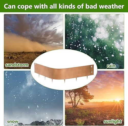 Miniatura 5 de Borde de acero para jardines, 4 pulgadas de alto, resistente para césped, sin excavar, para jardín, camino, patio, camas al aire libre, (16 pies en