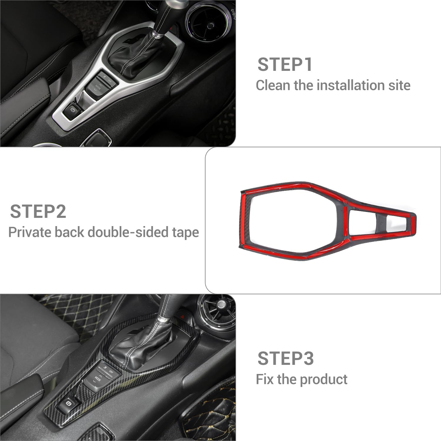 for Chevy Camaro Gear Shift Panel Trim Cover Frame for Chevrolet Camaro 2016-2024 Carbon Fiber Interior Accessories