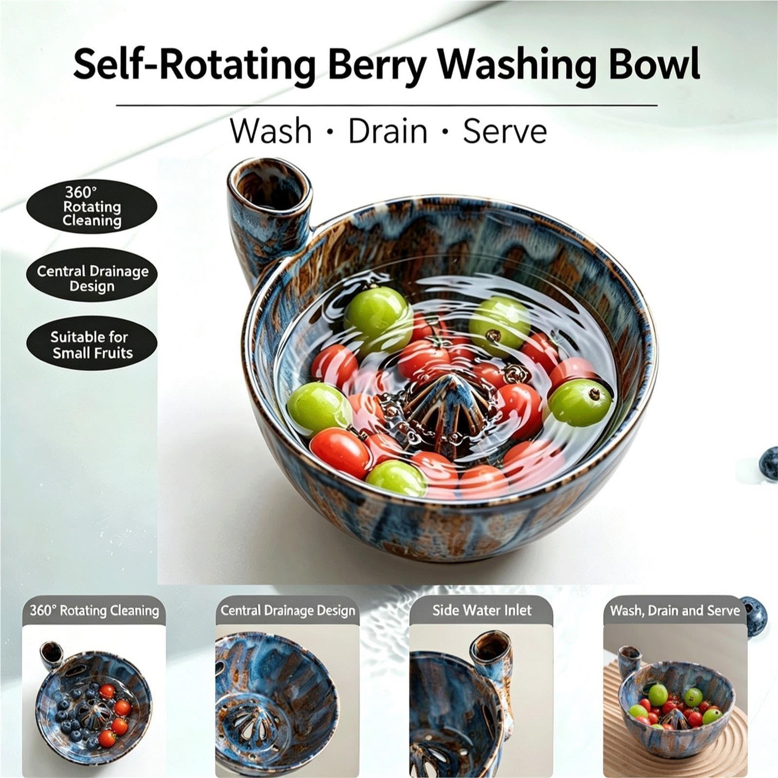 Lava Frutta Vortice In Ceramica Con Risciacquo Automatico, Lavafruit