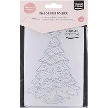Vaessen Creative Embossing Folder Christmas Tree 14.6 x 10.7 cm - Embossing Folder for Card Crafts Scrapbooking Journaling - Reusable Precise Results for Die Cutting Machines