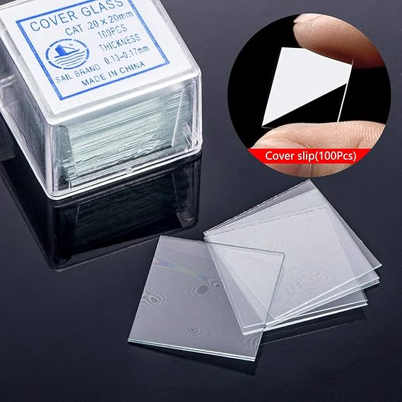 HANTANSE 50 Pieces Microscope Slides and 100pcs Pre-Cleaned 20mm x 20mm Microscope Slips Glasses Cover for Basic Biological Science Education