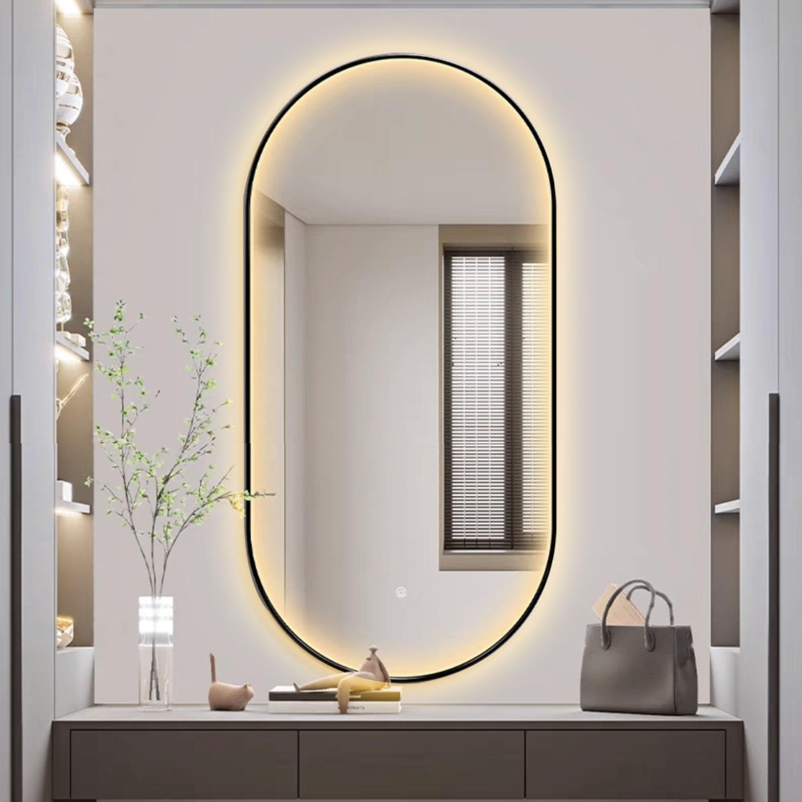 YFZNWHX Specchio Ovale Irregolare Illuminato, Specchio Da Parete Del Bagno, 50X80CM/60X90CM/60X100CM Specchio Asimmetrico Di Vanità Con Luci LED, Dimmerabile, Funzione Di Memoria (Size : 60x100cm
