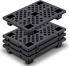 4 Pcs Plastic Pallets for Basement Storage Nestable Moisture Waterproof Lightweight Floor Pallets with Breathable Grid for Indoor Outdoor Supermarket Warehouse (23.6 x 15.8 x 3.9 Inch,Black)