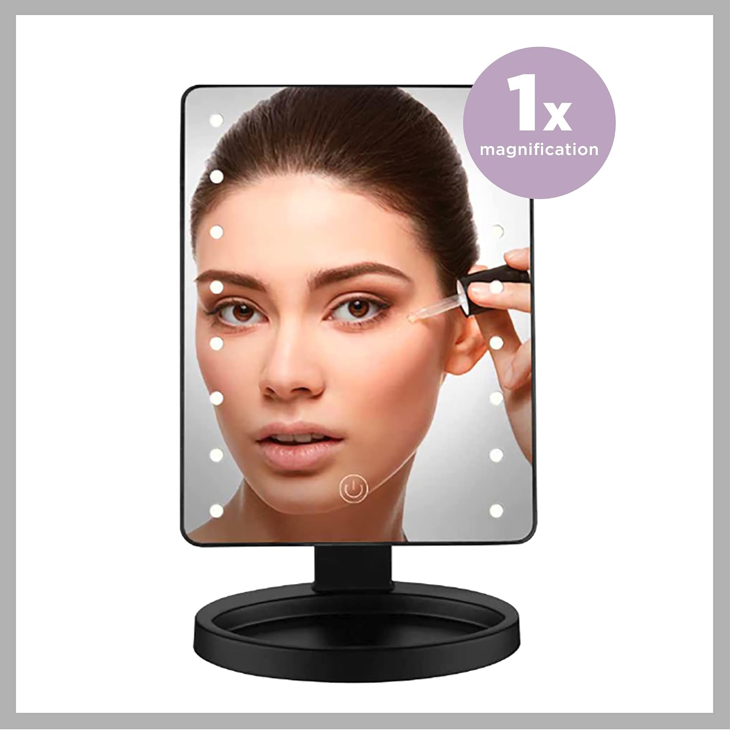 Black LED Lighted Vanity Makeup Mirror with Touch Screen