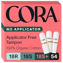 Cora Organic Cotton Non-Applicator Tampons Multipack 18 Regular 18 Super 18 Super Plus Non-Applicator Tampons