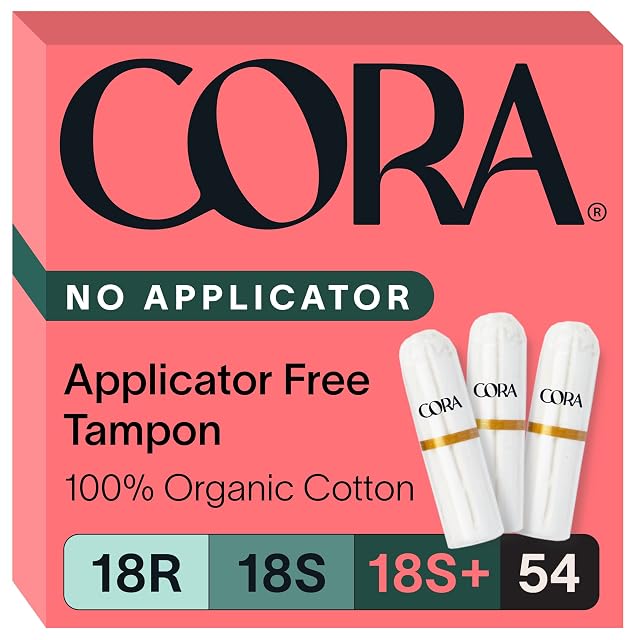 Cora Organic Cotton Non-Applicator Tampons Multipack 18 Regular 18 Super 18 Super Plus Non-Applicator Tampons