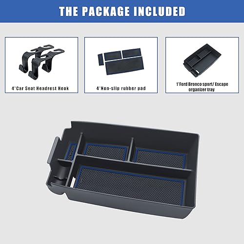 Miniatura 5 de Bandeja organizadora de consola central compatible con Ford Escape 2020-2023 y Ford Bronco Sport 2021 2022 2023, caja de almacenamiento secundaria