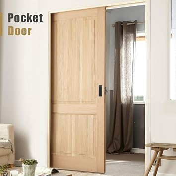 HBL' 2 Pack | Pocket Door Hardware Set 4 Recessed Flush Finger Pulls & 2 Edge Pull, Made of 304 Stainless Steel, Template Included, Black.