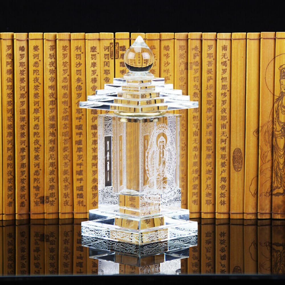 Stupas Sarira cristal 16cm reliquaire bouddhiste autel tibétain