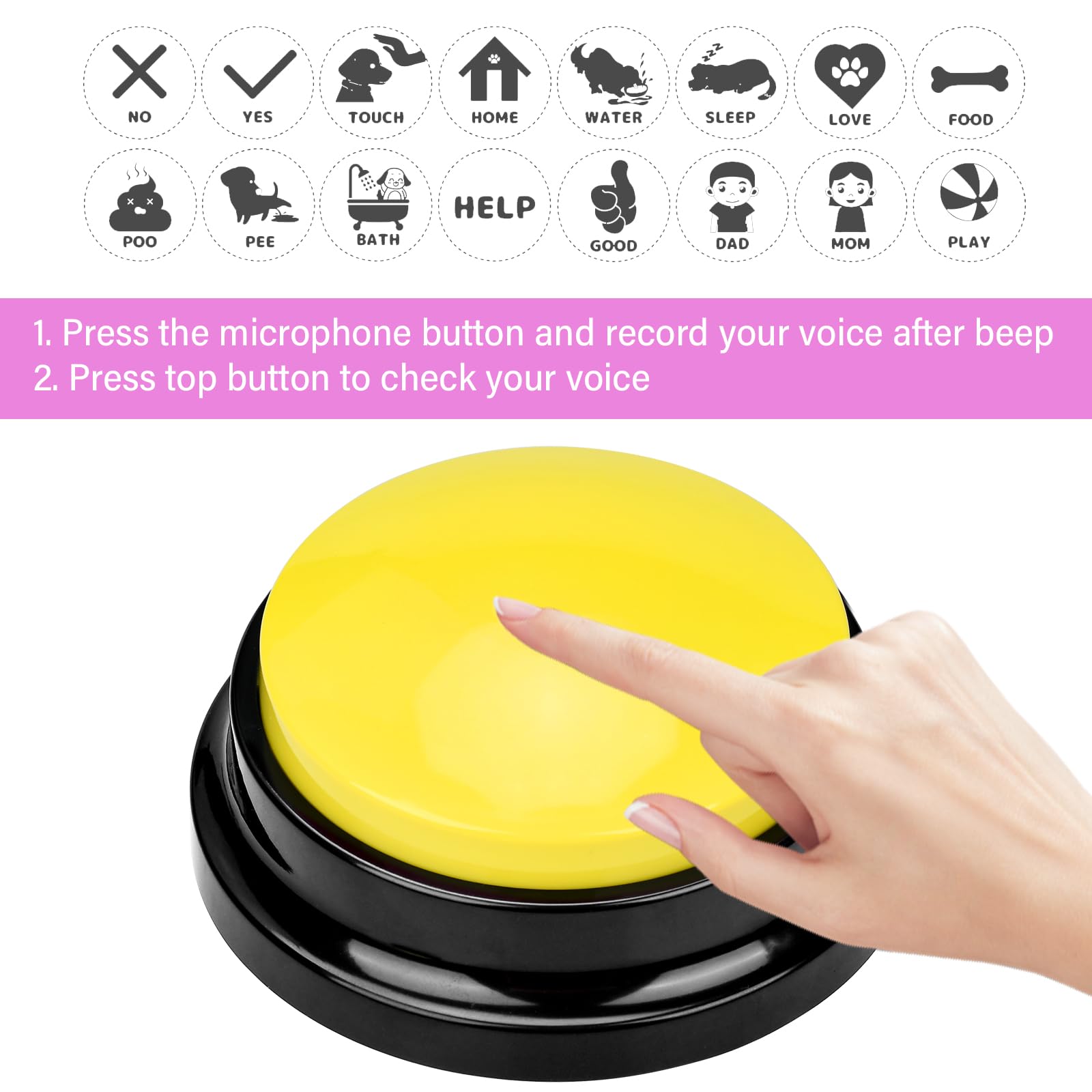 4 Pulsanti Per Cani Parlanti - Con Registrazione Vocale | Per Addestramento E Giochi - Foto 4