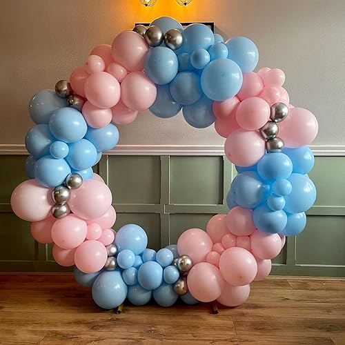 Miniatura 5 de Kit de arco de guirnalda de globos de revelación de género de 139 piezas con globos rosas y azules, globos plateados para niños o niñas,