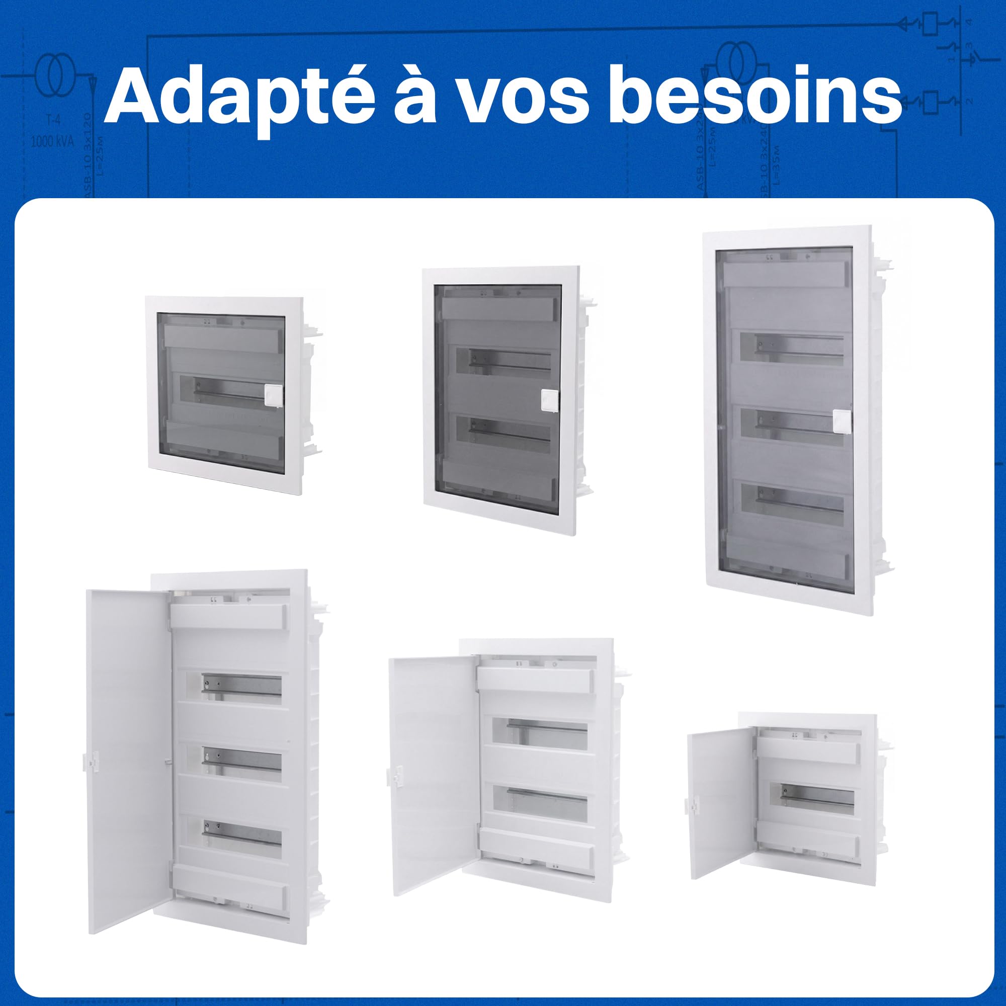 Intratec Coffret Électrique Encastré 2 Rangée – Tableau de Distribution IP40 pour 24 Modules avec Porte Blanche et Rail DIN pour Installation Électrique Maison & Professionnel – 442 x 347 x 92mm