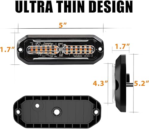 Miniatura 5 de WINECO Kit de 8 luces LED estroboscópicas ámbar de 12 V 24 V, función de sincronización, 12 luces LED de advertencia de peligro de emergencia con
