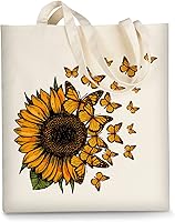 Vista 1 de AUSVKAI Bolsa de lona estética para mujer, lindas bolsas de algodón reutilizables de tela para ir de compras, playa, regalos de moda