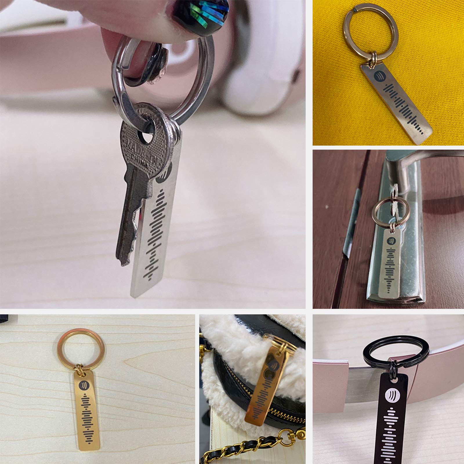 Soufeel Personalized Dog Tag Spotify Song Music Keychain For Men