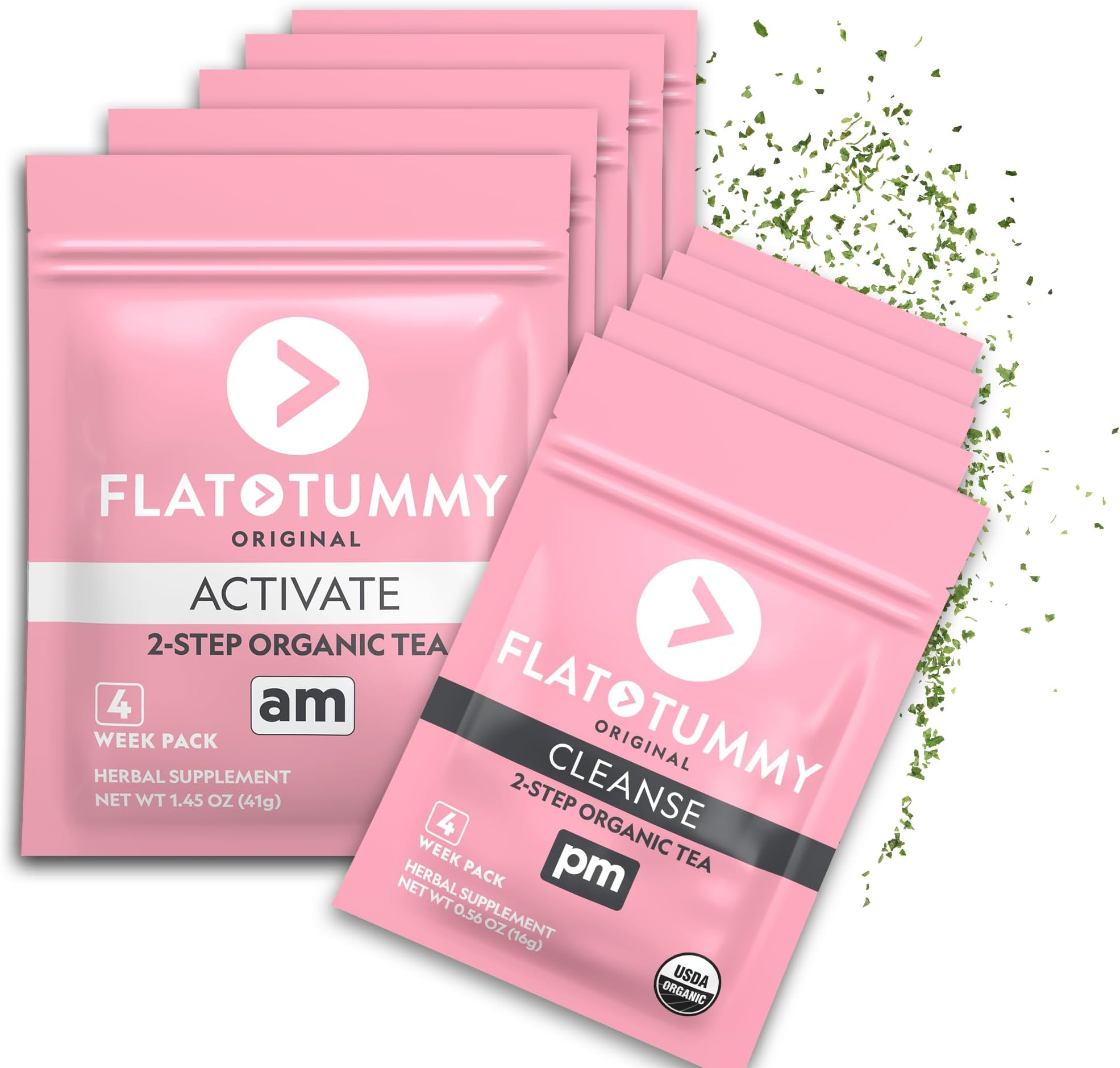 Flat Tummy Detox Tea (4 Week Program) – 2-Step Detox Tea to Boost Energy & Reduce Bloating* - All Natural Detox Cleanse w/Green Tea, Lemon Balm, Dandelion, Fennel, & More - Digestion support (5 Pack)