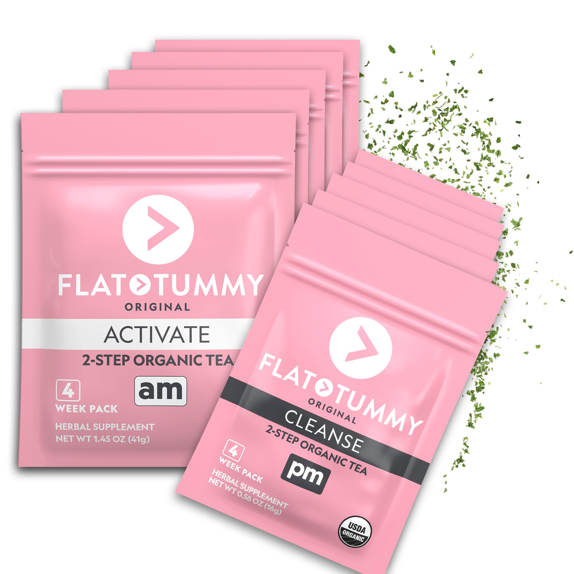 Flat Tummy Detox Tea (4 Week Program) – 2-Step Detox Tea to Boost Energy & Reduce Bloating* - All Natural Detox Cleanse w/Green Tea, Lemon Balm, Dandelion, Fennel, & More - Digestion support (5 Pack)