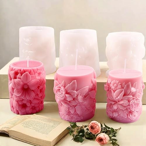 Miniatura 10 de 3 paquetes de moldes de vela Art House para hacer velas, moldes de silicona abstractos 3D para hacer jabón de velas, molde de resina para