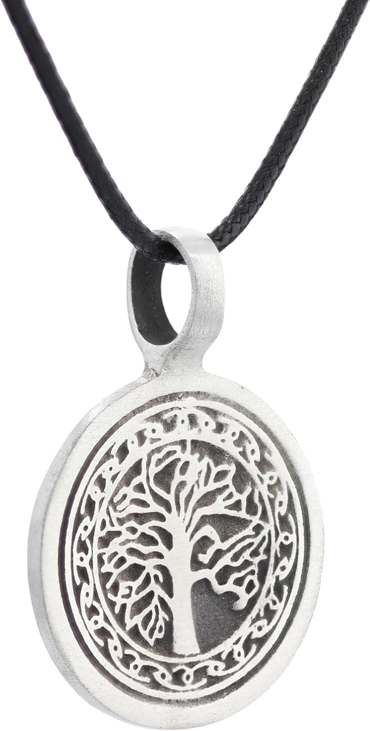 Jewelry Trends Pewter Tree Of Life Pendant with Celtic Knot Design on Black Leather Necklace - Image 3