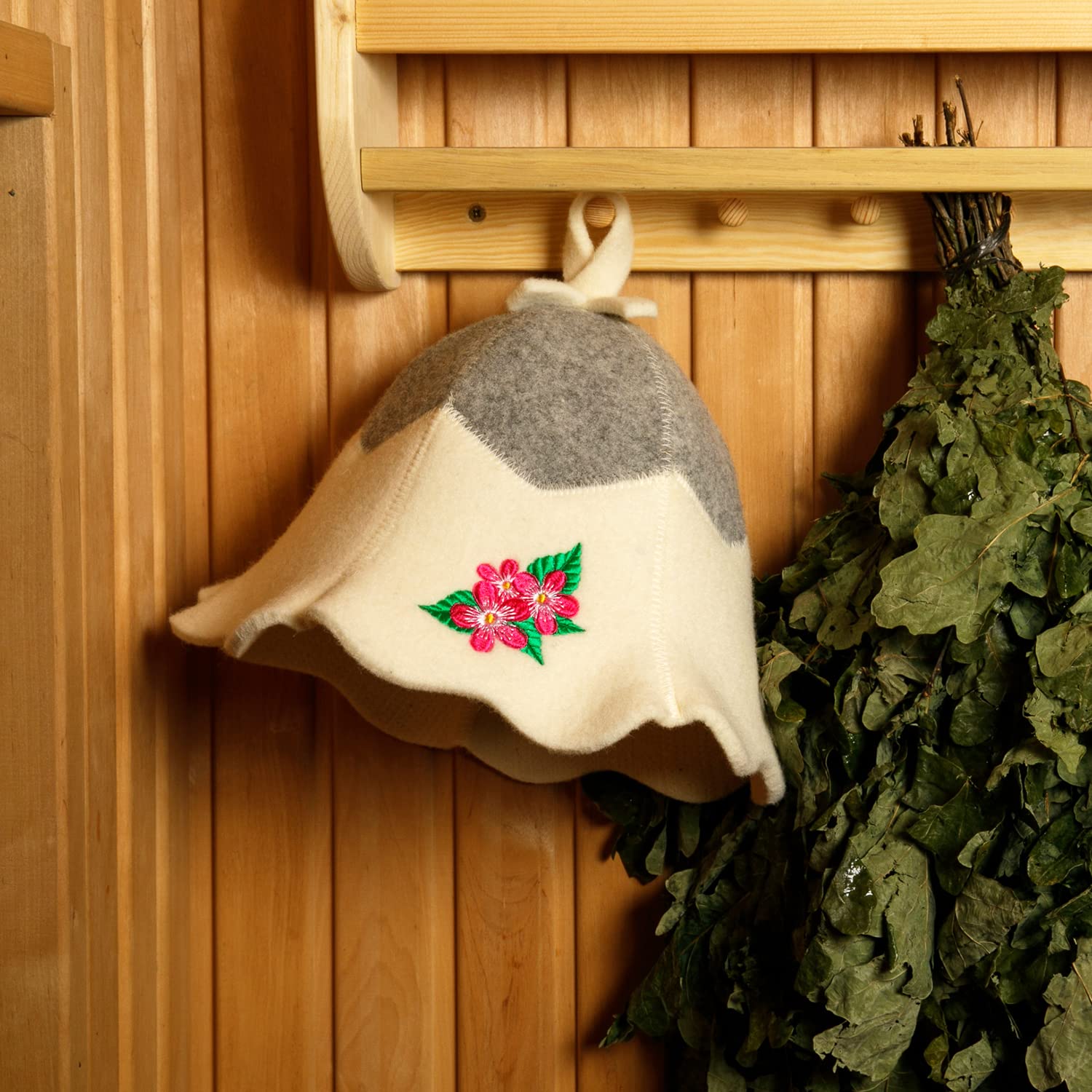 Natural Textile Saunahut 'iss Sauna Flowers' White/Grey - 100 - View #10