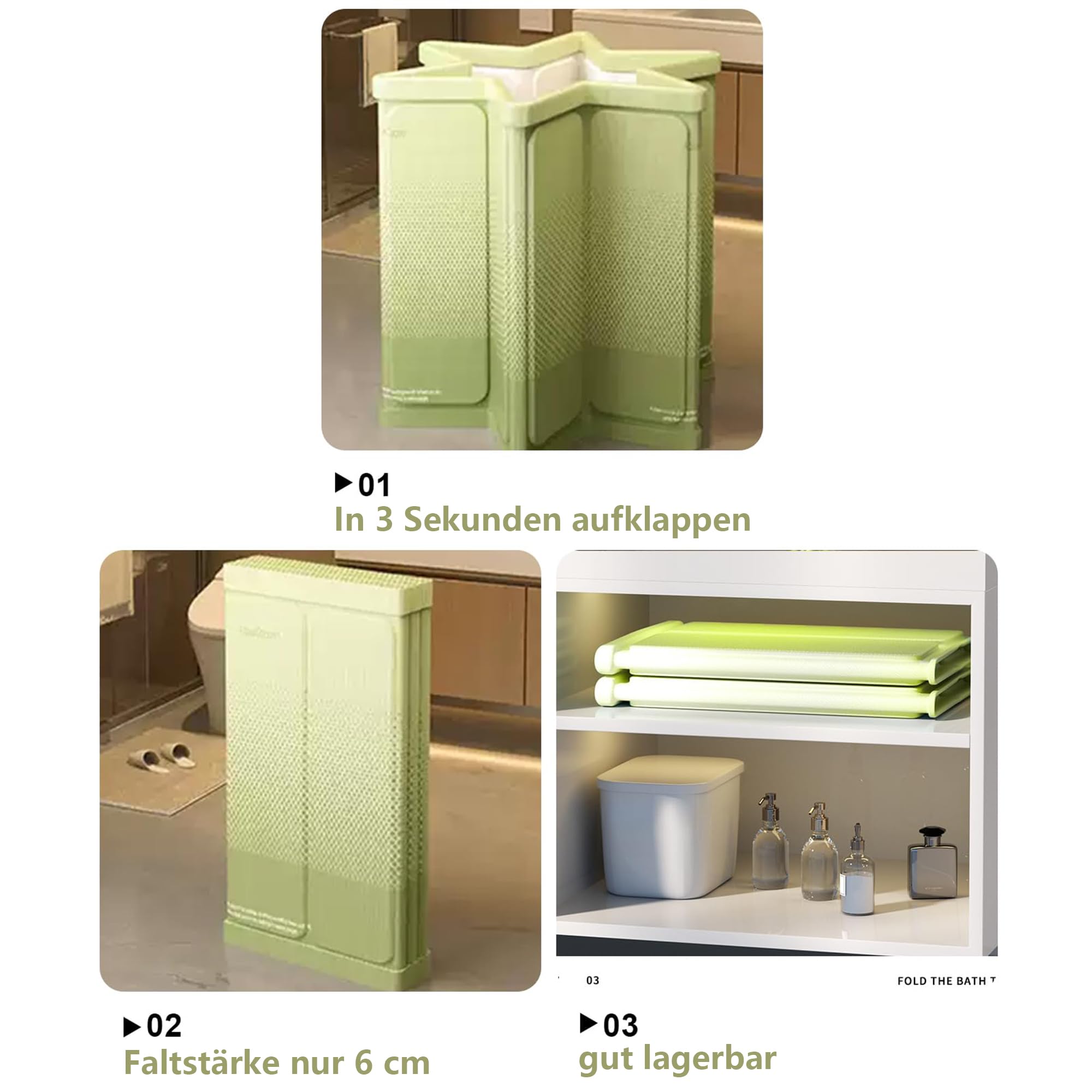 Simcat Baignoire portable pliable, 70x65 cm pour bain de glace pour adultes, baignoire de glace autonome pour SPA à domicile avec couche d’isolation épaissie (Vert)