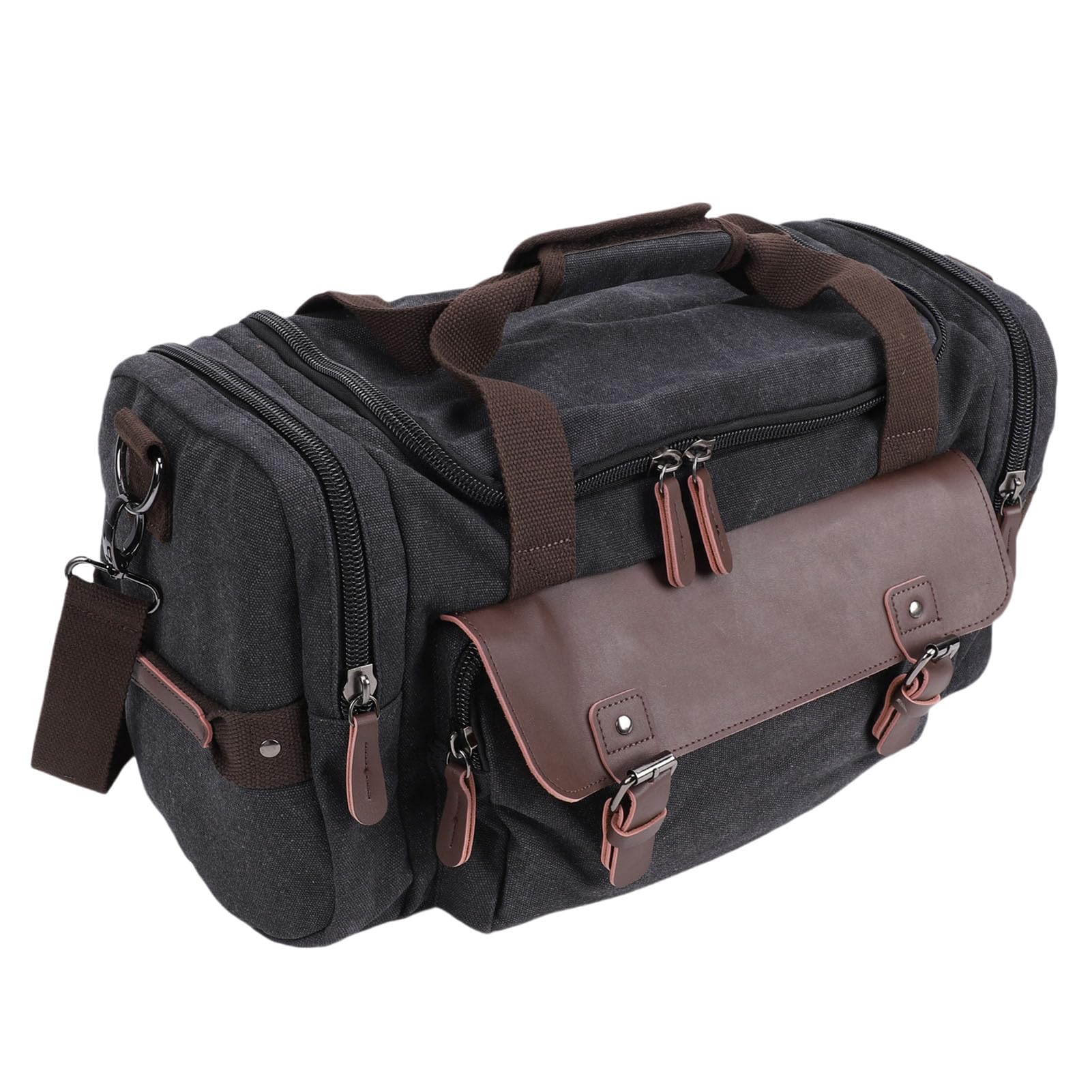 Borsa da viaggio in tela impermeabile con grande capacità per brevi viaggi di lavoro, tre modalità di trasporto, per il pendolare degli studenti, Nero , casual