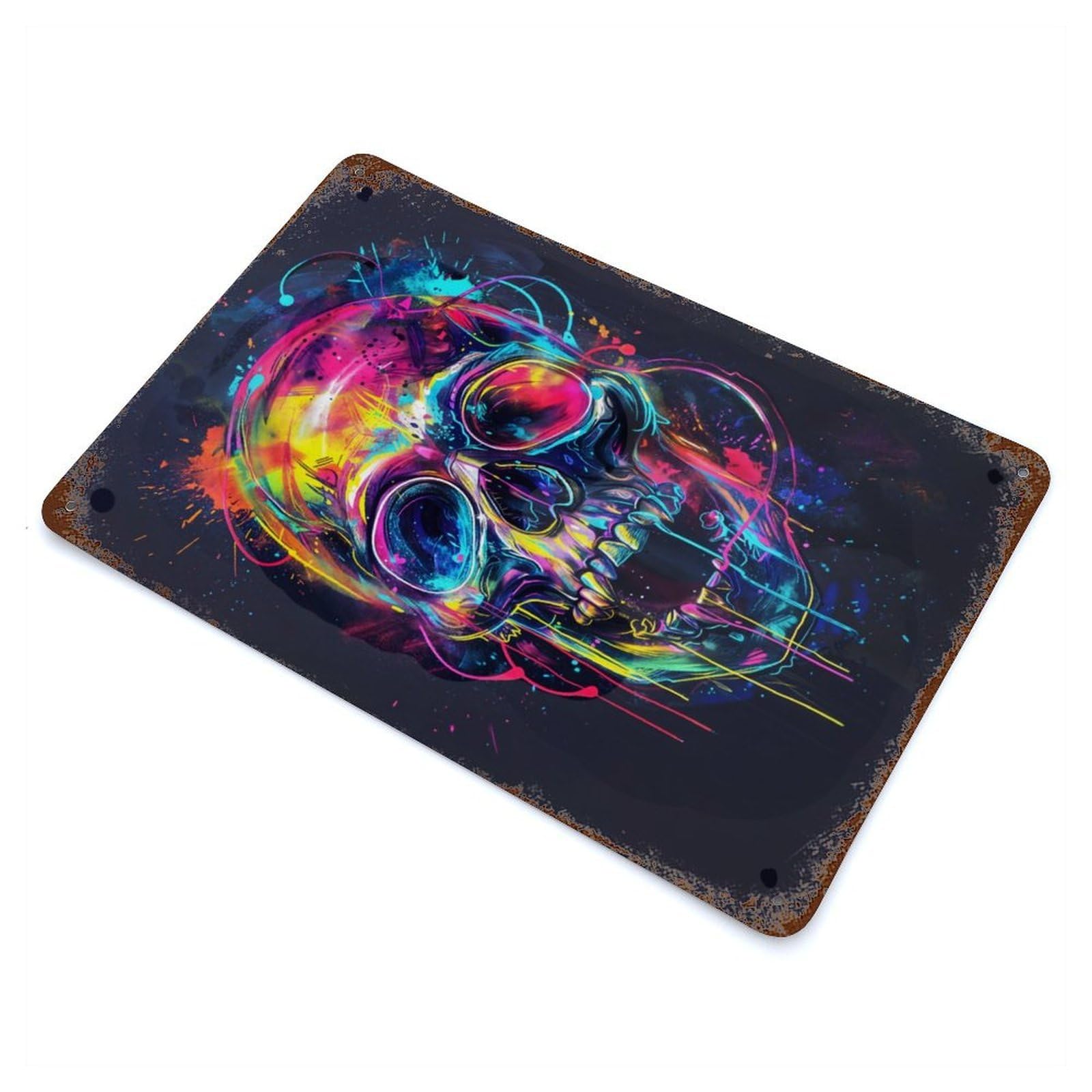 Skull Expression Decorative Tin Sign 11.8"x7.9", Ideal for Basement, Hobby Room And Garage Decor