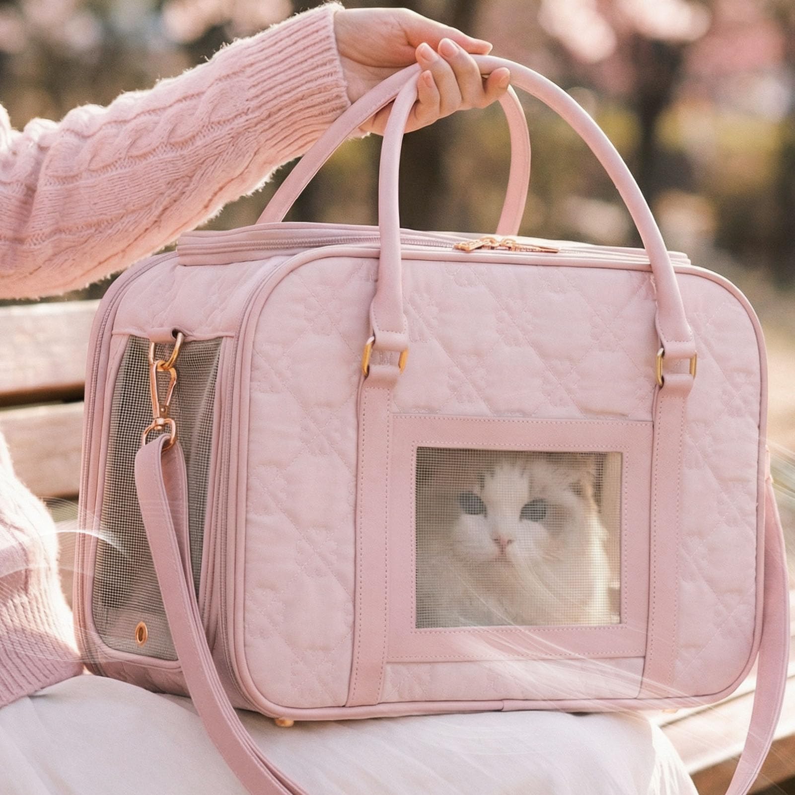 Generic Trasportino per Animali Domestici con Lato Morbido Pieghevole Gonfio con Cuscino Fino a 22 Libbre per Cani di (Para gatos de menos de 10 kg o perros menos)